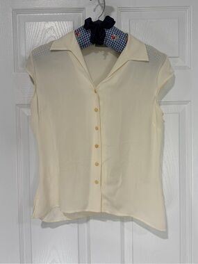 Silk Blouse Kate Hill Soft Cream Sleeveless Button-Front